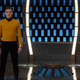 Pike and a few of his officers beam aboard the Discovery in their fancy new uniforms.